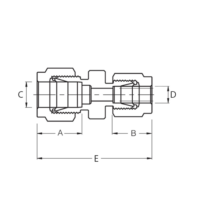 Superlok i-Fitting Verloop koppeling ø1/2" x ø3/8", 316L