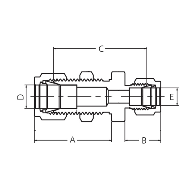 Superlok i-Fitting Schotwand verloop koppeling ø1/2" x ø1/4", 316L