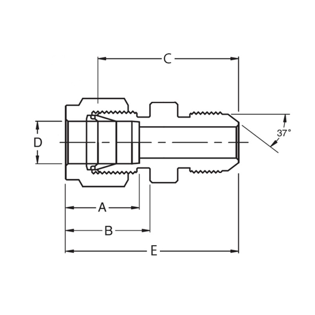 Superlok i-Fitting AN Koppeling buitendraad ø5/16" x ø1/2 - 20, 316L