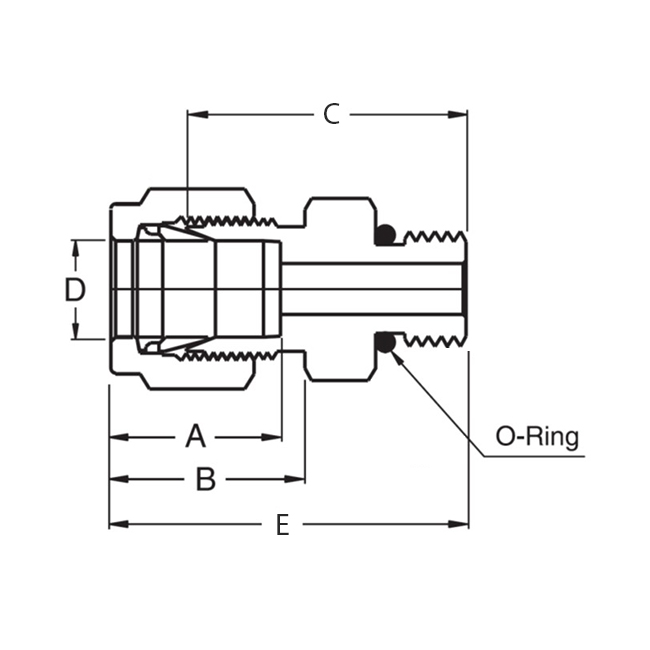 Superlok i-Fitting Rechte koppeling SAE/MS ø1/2" x ø7/8 - 14, 316L