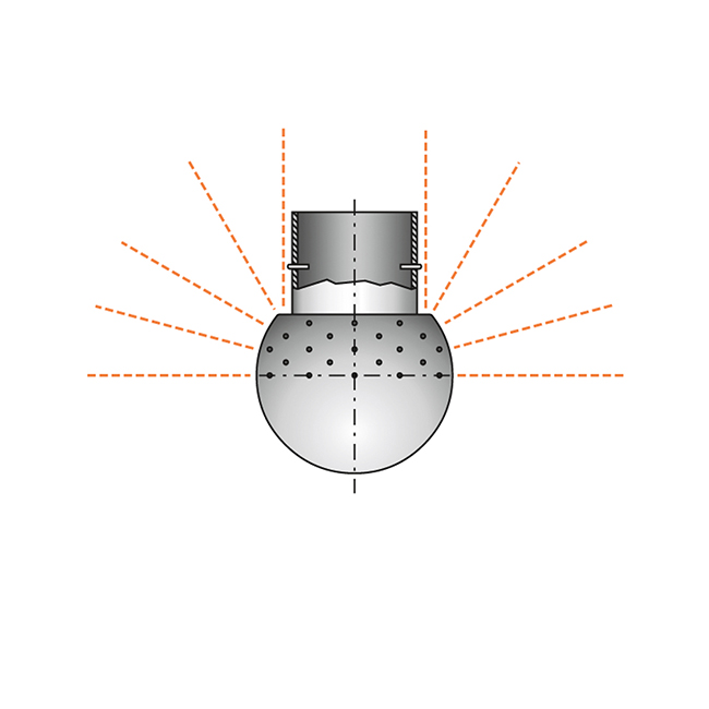 Static spray ball Dunos S 180° upward DN25 clip