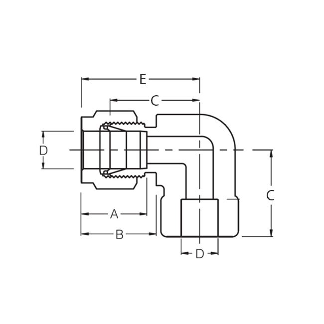 Superlok i-Fitting Haakse kopeling lassok ø1/2", 316L