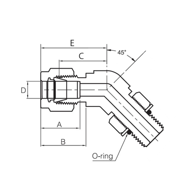 Superlok i-Fitting 45° draaibaar koppeling buitendraad ø1/2" x ø3/4 - 16, 316L