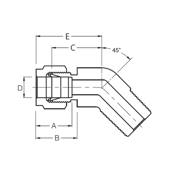 Superlok i-Fitting 45° koppeling buitendraad ø1/2" x 1/2" NPT, 316L