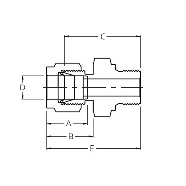 Superlok i-Fitting Straight Male Connector for bonded washer seal ø1/2" x ø1/2", 316L