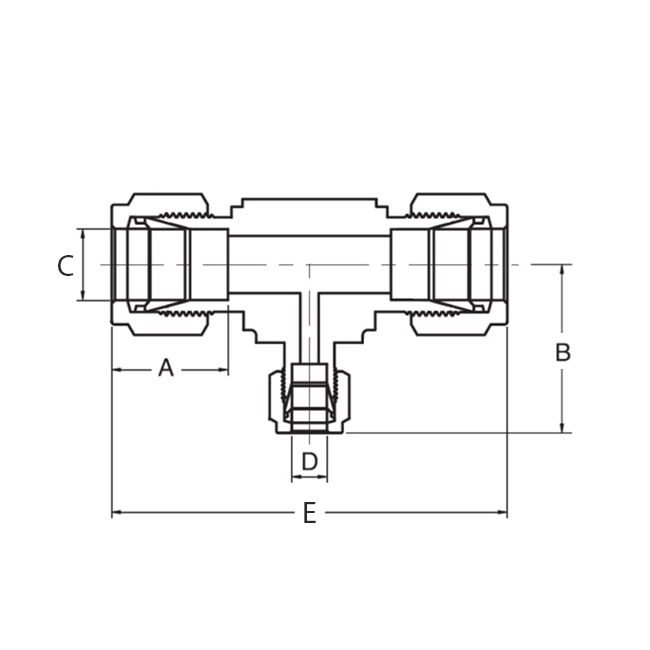 Superlok i-Fitting Reducing Union Tee ø1/2" x ø3/8", 316L