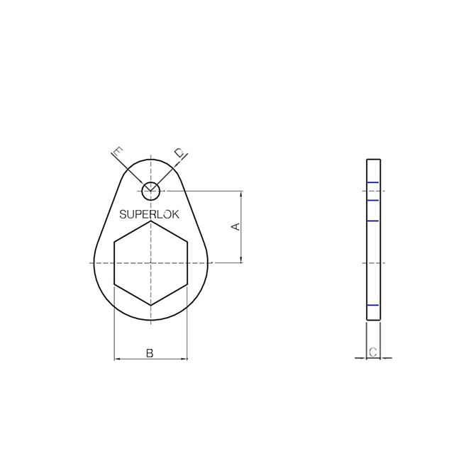 Superlok Schotkoppeling bevestiging ø1/2" Bulkhead Hex, 304